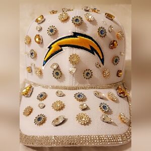 Chargers Embellished White Hat